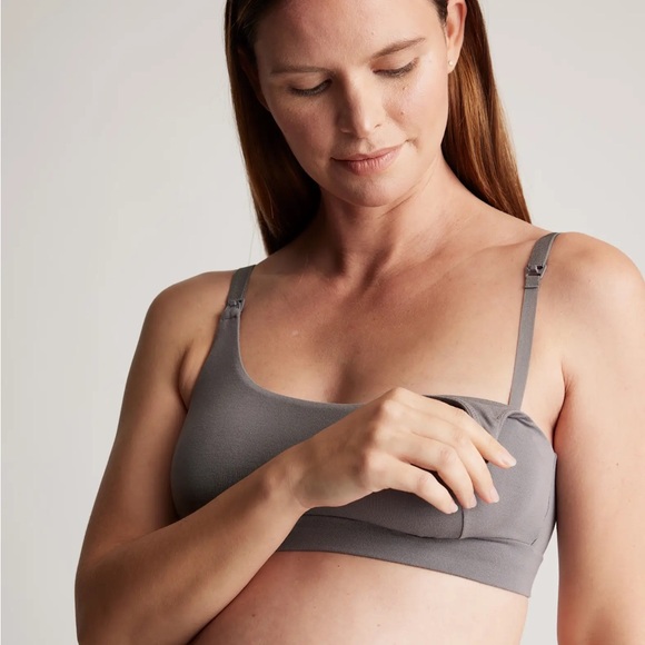 NWT Quince Ultra Soft Everyday Micromodal Maternity Nursing Bra (2 Pack) Grey S - Picture 2 of 9